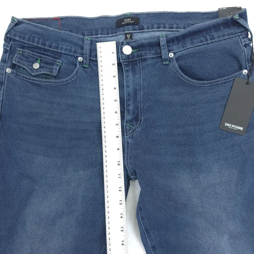 True Religion Dark Woodland Wash Ricky SN Flap Relaxed Straight Men's 38x34 NWT
